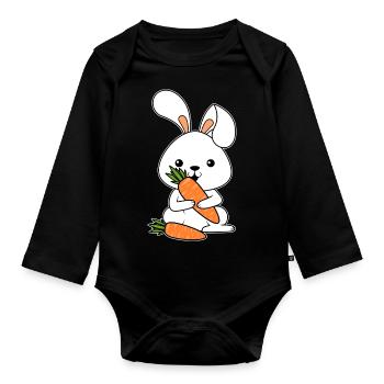 Hase Gemüse Karotte Ostern Geschenk Hase - Baby Bio-Langarm-Body - Schwarz - Vorne