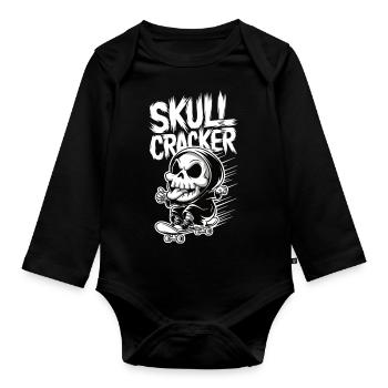Skull Cracker Skateboard - Baby Bio-Langarm-Body - Schwarz - Vorne