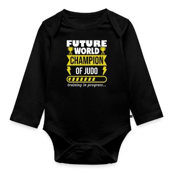 Future World Champion in Judo,Sports,Gift - Organic Longsleeve Baby Bodysuit - black - Front