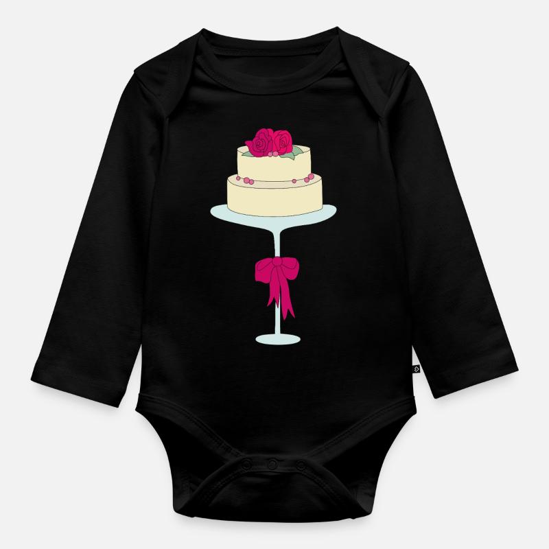 Kuchen Etagere - Baby Bio-Langarm-Body - Schwarz
