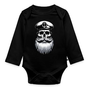 Captain Hamburg St Pauli Hanseatic City Skull - Organic Longsleeve Baby Bodysuit - black - Front