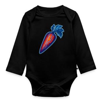 Future Veggie Design | Cyberpunk Carrot Shirt - Organic Longsleeve Baby Bodysuit - black - Front