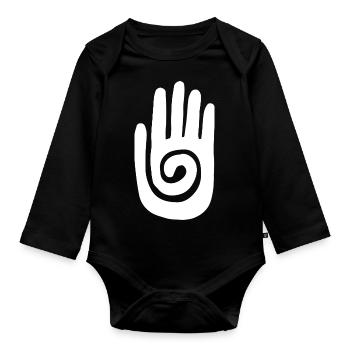 Schamane - Heilende Hand & Schutzsymbol - Weiß - Baby Bio-Langarm-Body - Schwarz - Vorne