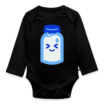 Sanshoku - Milch - Baby Bio-Langarm-Body - Schwarz - Vorne