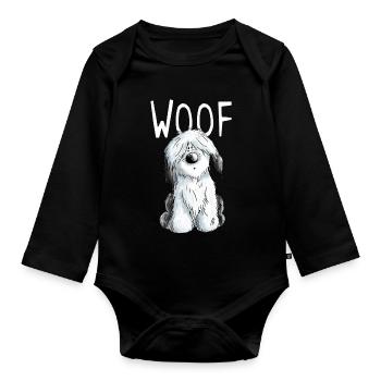 Woof Bobtail - Bobtails - Old English Sheepdog - Baby Bio-Langarm-Body - Schwarz - Vorne