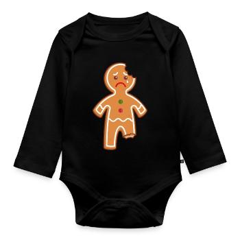 Gingerbread Man Gingerbread Man Gingerbread Mi Mi Mi - Organic Longsleeve Baby Bodysuit - black - Front