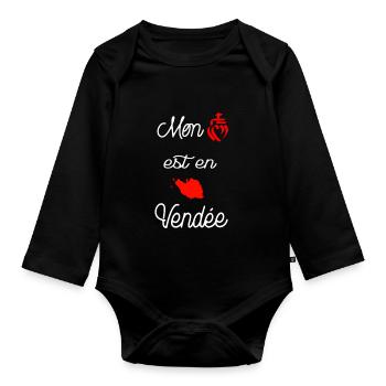 mon coeur est en vendee - Body Bébé bio manches longues - noir - Devant
