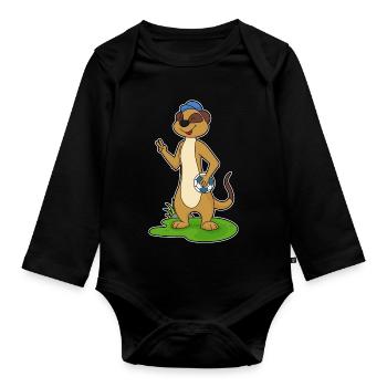 Meerkat Handball Player Handball - Organic Longsleeve Baby Bodysuit - black - Front