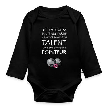boules dicton pointeur dicton - Body Bébé bio manches longues - noir - Devant