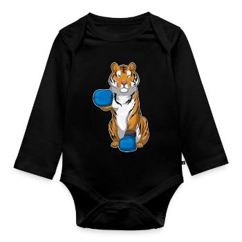 Tiger Boxer Boxing Gloves Boxing - Organic Longsleeve Baby Bodysuit - black - Front