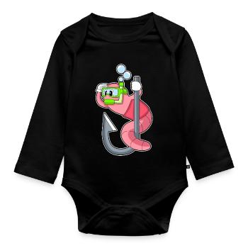 Pêche à l’hameçon Worm Angler - Body Bébé bio manches longues - noir - Devant