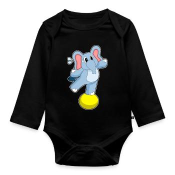 Elephant Workout Gymnastics Fitness - Organic Longsleeve Baby Bodysuit - black - Front