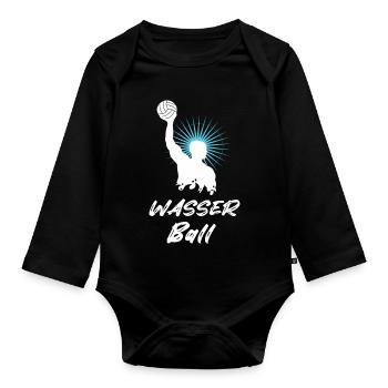 Water polo player silhouette white - Organic Longsleeve Baby Bodysuit - black - Front