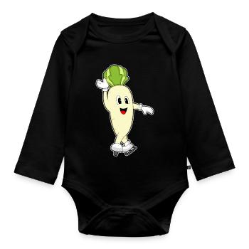 Radieschen Eislaufen Schlittschuhe - Baby Bio-Langarm-Body - Schwarz - Vorne
