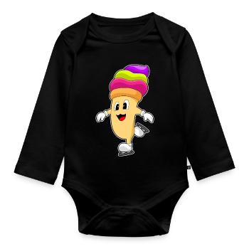 Cupcake Eislaufen Schlittschuhe - Organic Longsleeve Baby Bodysuit - black - Front
