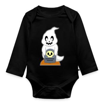 Ghost Halloween Tombstone - Organic Longsleeve Baby Bodysuit - black - Front