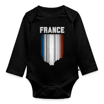 Flagge Frankreichs, französischer Stolz - Baby Bio-Langarm-Body - Schwarz - Vorne