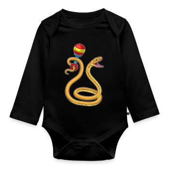 Snake Musician Rattle Music - Organic Longsleeve Baby Bodysuit - black - Front