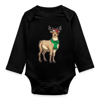 Rentier Weihnachten Winter - Baby Bio-Langarm-Body - Schwarz - Vorne