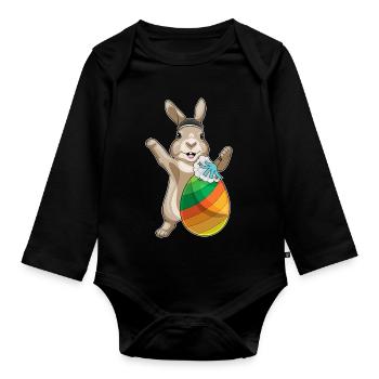 Osterhase Ostern Reinigung - Baby Bio-Langarm-Body - Schwarz - Vorne