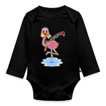 Flamingo Angler Fisch Angeln - Baby Bio-Langarm-Body - Schwarz - Vorne