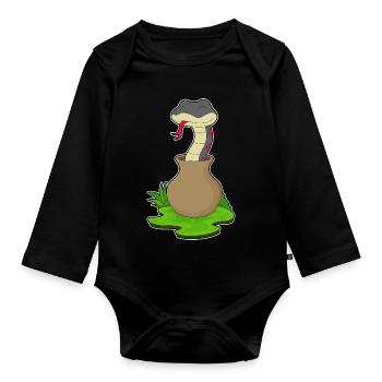 Schlange Vase - Baby Bio-Langarm-Body - Schwarz - Vorne