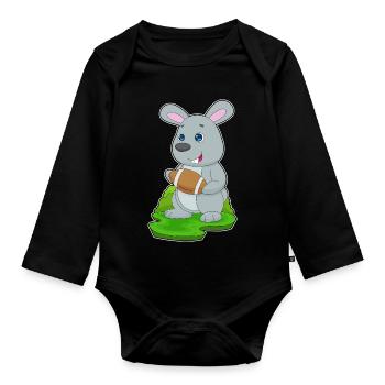 Rabbit American Football Sports - Organic Longsleeve Baby Bodysuit - black - Front