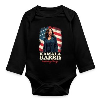 Kamala Harris : Briser les barrières, inspirer le changement - Body Bébé bio manches longues - noir - Devant