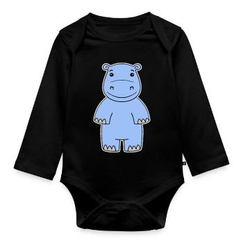 Nilpferd - Baby Bio-Langarm-Body - Schwarz - Vorne