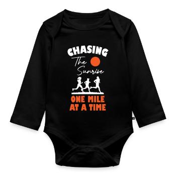 Running Chasing The Sunrise - Baby Bio-Langarm-Body - Schwarz - Vorne