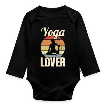 Yoga Lovers Vintage Look - Organic Longsleeve Baby Bodysuit - black - Front