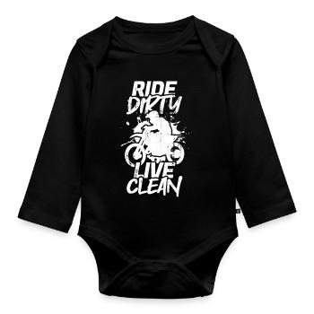 Ride Dirty Live Clean - Body Bébé bio manches longues - noir - Devant
