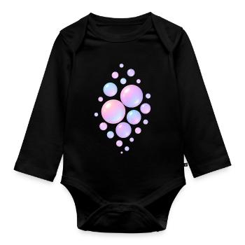 Dreamy Bubbles - Organic Longsleeve Baby Bodysuit - black - Front