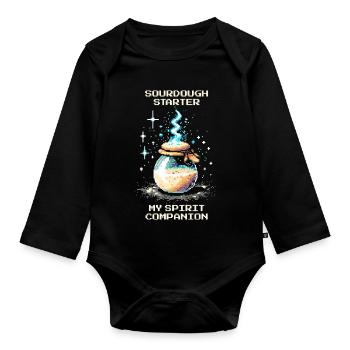 Sourdough: My soul mate | Baking bread - Organic Longsleeve Baby Bodysuit - black - Front