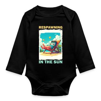 Console de jeu sur la plage au soleil - Body Bébé bio manches longues - noir - Devant