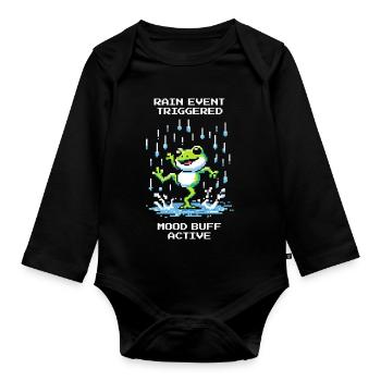 Regen-Event – Stimmungsbuff aktiv | Frosch - Organic Longsleeve Baby Bodysuit - black - Front