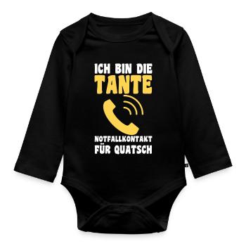 Tante motif familial - Body Bébé bio manches longues - noir - Devant
