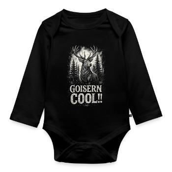 Goisern Hirsch Wald - Baby Bio-Langarm-Body - Schwarz - Vorne