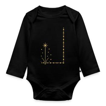 Goldene Sternpflanze am Rand - Baby Bio-Langarm-Body - Schwarz - Vorne