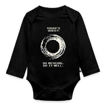 Today's Quest: Do Nothing – Take Care | Zen - Organic Longsleeve Baby Bodysuit - black - Front