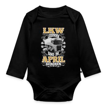Truck Driver Birthday April - Organic Longsleeve Baby Bodysuit - black - Front