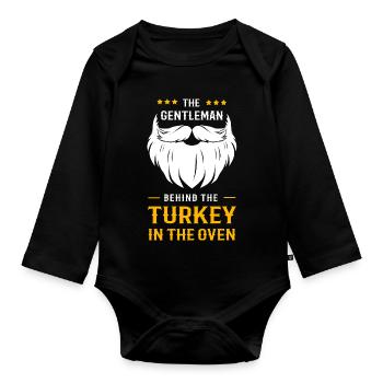 Thanksgiving Gender Reveal Mom-to-be - Organic Longsleeve Baby Bodysuit - black - Front