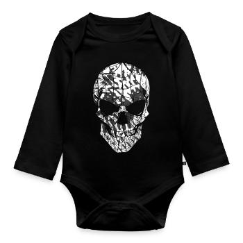 Schädel Tarnmuster Schwarz Weiß - Baby Bio-Langarm-Body - Schwarz - Vorne
