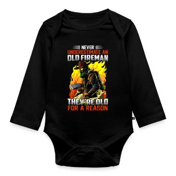 Fire brigade - Organic Longsleeve Baby Bodysuit - black - Front