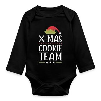 L’équipe des biscuits de Noël - Body Bébé bio manches longues - noir - Devant