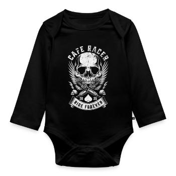 Cafe Racer Skull Ride Forever Biker - Baby Bio-Langarm-Body - Schwarz - Vorne
