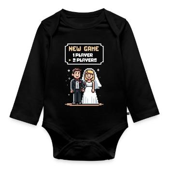 The Day After Wedding Husband Wife Humor Gamer - Organic Longsleeve Baby Bodysuit - black - Front