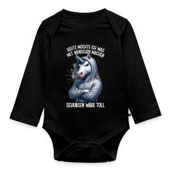 Today I want to do something with people Push - Organic Longsleeve Baby Bodysuit - black - Front