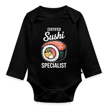 Sushi Dis Japonais Drôle de Cadeau de Sushi - Body Bébé bio manches longues - noir - Devant