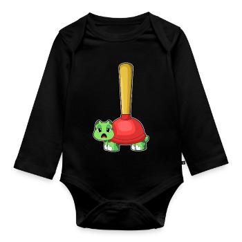 Tortue Pömpel - Body Bébé bio manches longues - noir - Devant